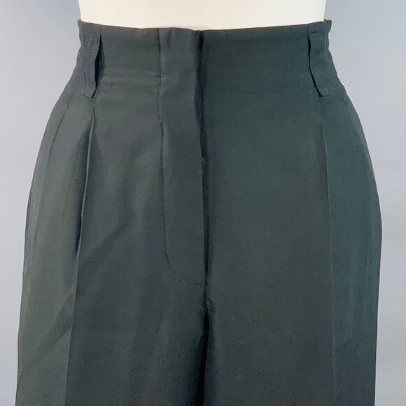 ALAIA Size 12 Black Cupro Wool Blend Pleated Tapered Button Fly Dress Pants - Picture 2 of 6